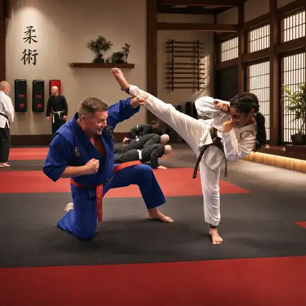 Total Self Defence instructor leading Ju-Jitsu pad training